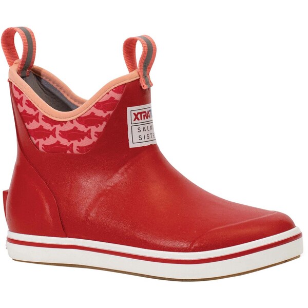 Xtratuf Women's Ankle Deck Boot, 8 M, Leather, 6 in H, Red - XWAB6KS