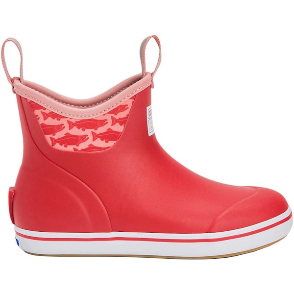 Xtratuf Women's Ankle Deck Boot, 8 M, Leather, 6 in H, Red - XWAB6KS
