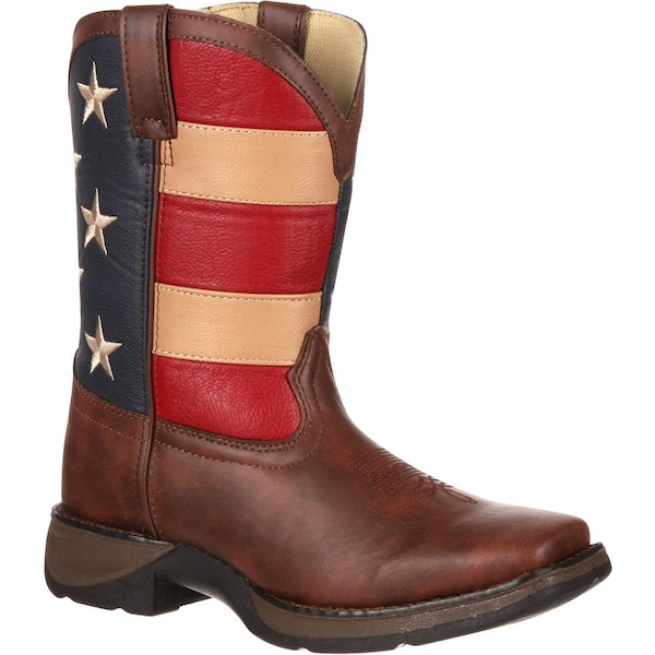 Durango Kids Western Boot, 3 M, Leather, 8 in H, Brown - BT245