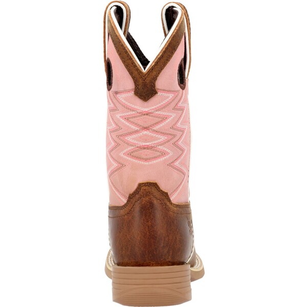 Durango Kids Western Boot, 3 M, Leather, 8 in H, Dark Chestnut/Bubble Gum - DBT0238C