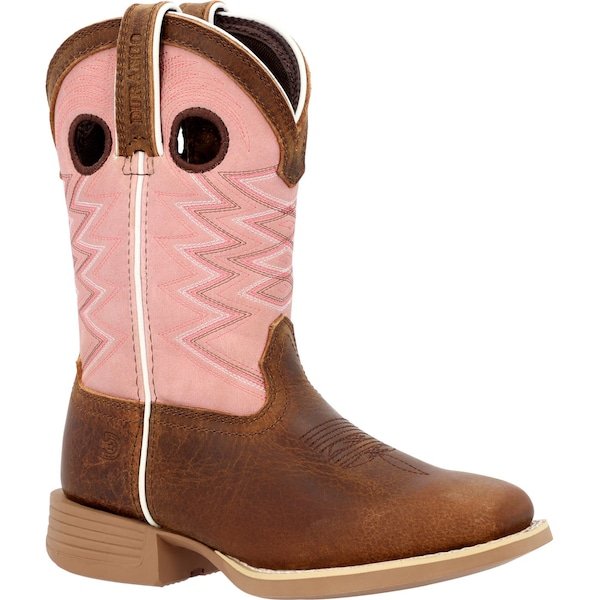 Durango Kids Western Boot, 3 M, Leather, 8 in H, Dark Chestnut/Bubble Gum - DBT0238C