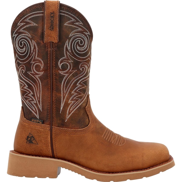 Rocky Waterproof Western Boot, 8 W, Leather, 12 in H, Bronze Brown - RKW0438