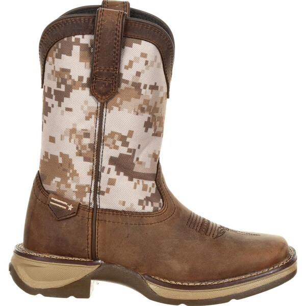 Durango Kids Western Boot, 6 M, Leather, 8 in H, Dusty Brown/Desert Camo - DBT0208Y
