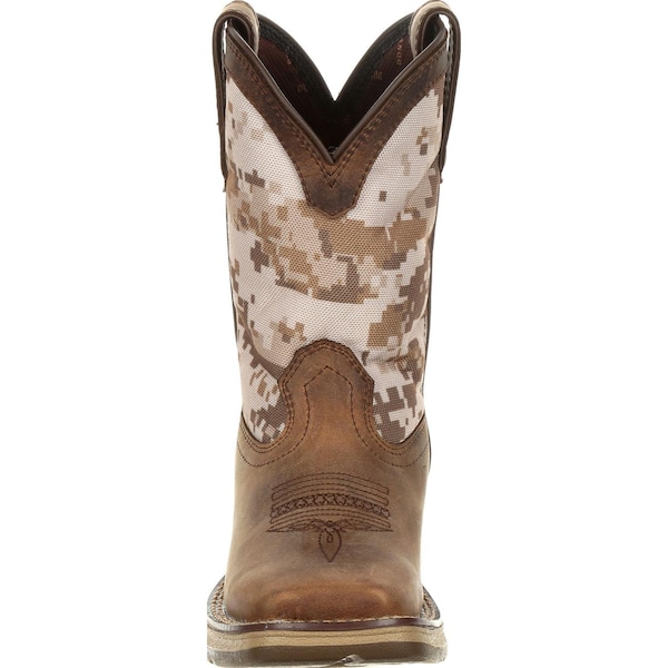 Durango Kids Western Boot, 6 M, Leather, 8 in H, Dusty Brown/Desert Camo - DBT0208Y