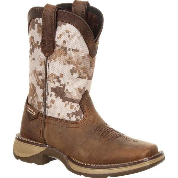 Durango Kids Western Boot, 6 M, Leather, 8 in H, Dusty Brown/Desert Camo - DBT0208Y