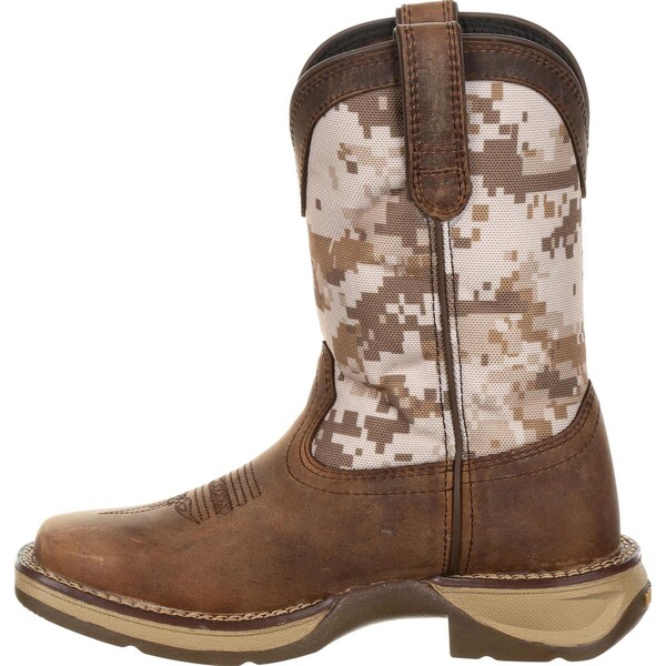 Durango Kids Western Boot, 6 M, Leather, 8 in H, Dusty Brown/Desert Camo - DBT0208Y