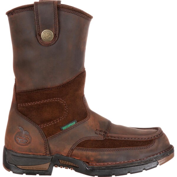 Georgia Boot Men's Waterproof Wellington Work Boot, 11 M, Steel Toe, 10 in H, Brown, G4603 - G4603