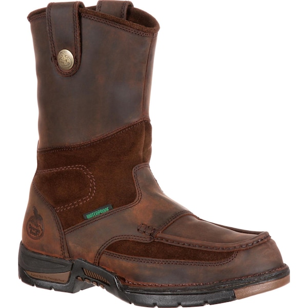 Georgia Boot Men's Waterproof Wellington Work Boot, 11 M, Steel Toe, 10 in H, Brown, G4603 - G4603