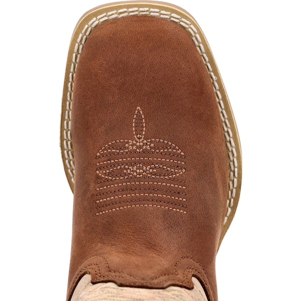 Durango Kids Western Boot, 11 M, Leather, 8 in H, Coffee/Bone - DBT0241C