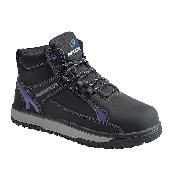 Nautilus Safety Footwear Women Aluminum Toe Size 8.5 URBAN AT, WOMENS PR, Black, Purple, 8.5, Wide - N1471-8.5W