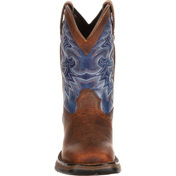 Durango Kids Western Boot, 4 M, Leather, 8 in H, Dark Brown/Blue - DWBT053