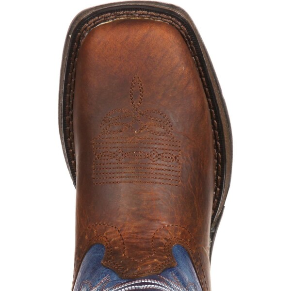 Durango Kids Western Boot, 4 M, Leather, 8 in H, Dark Brown/Blue - DWBT053