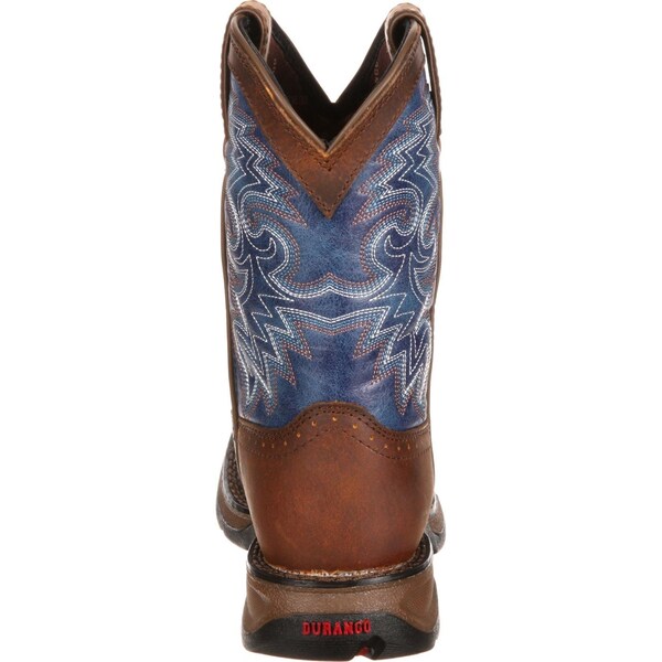 Durango Kids Western Boot, 4 M, Leather, 8 in H, Dark Brown/Blue - DWBT053