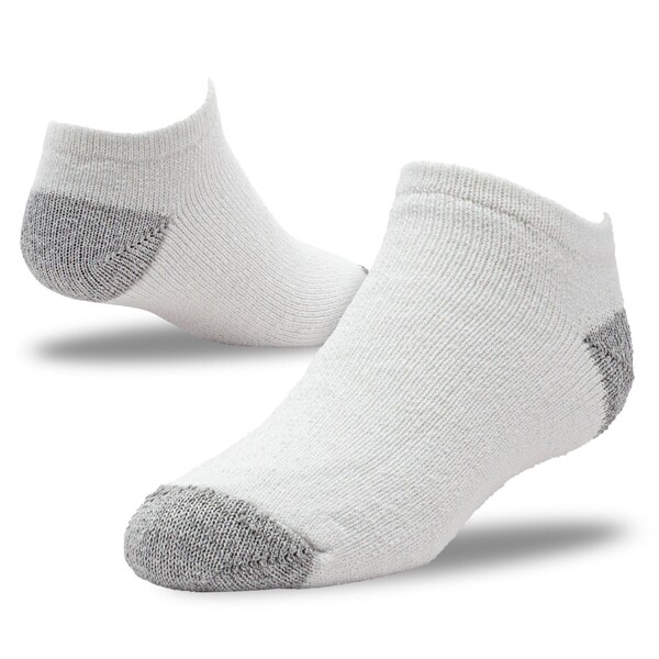 Railroad Sock Youth No Show Socks, Size 13-5Y, White/Grey, 6PK - 7084
