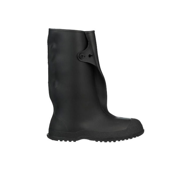 Tingley Overboots, Plain Toe, PVC, 14 in Height, Snap Tab Closure, Cleated Sole, Black, XL - 35141