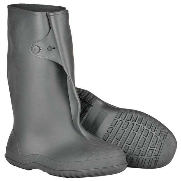 Tingley Overboots, Plain Toe, PVC, 14 in Height, Snap Tab Closure, Cleated Sole, Black, XL - 35141