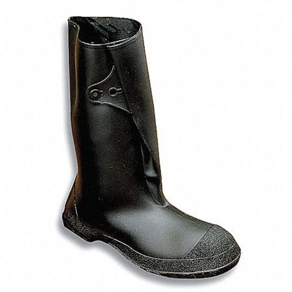 Tingley Overboots, Plain Toe, PVC, 14 in Height, Snap Tab Closure, Cleated Sole, Black, XL - 35141