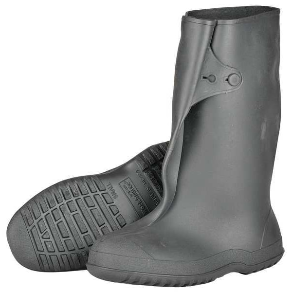 Tingley Overboots, Plain Toe, PVC, 14 in Height, Snap Tab Closure, Cleated Sole, Black, XL - 35141