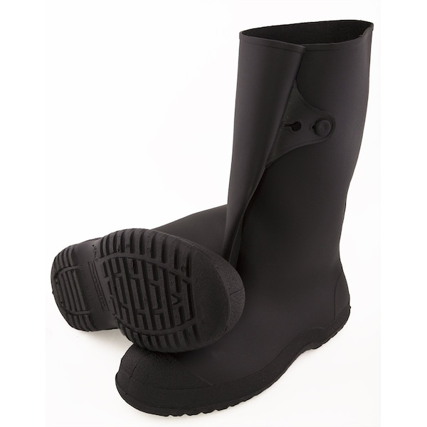 Tingley Overboots, Plain Toe, PVC, 14 in Height, Snap Tab Closure, Cleated Sole, Black, XL - 35141