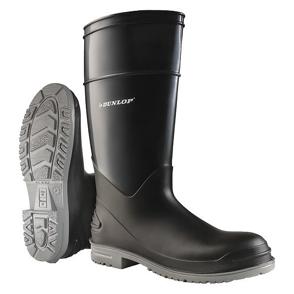 Dunlop Men's Rubber Boot, 10 Steel Toe, 16" H, Black, 8968200 - 8968200