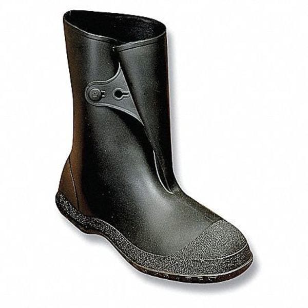 Tingley Overboots, Plain Toe, PVC, 10 in Height, Snap Tab Closure, Cleated Sole, Black, 2XL - 35121