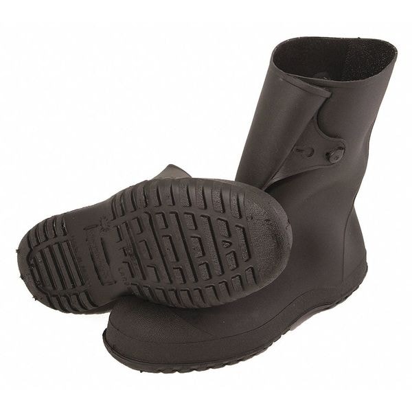 Tingley Overboots, Plain Toe, PVC, 10 in Height, Snap Tab Closure, Cleated Sole, Black, 2XL - 35121