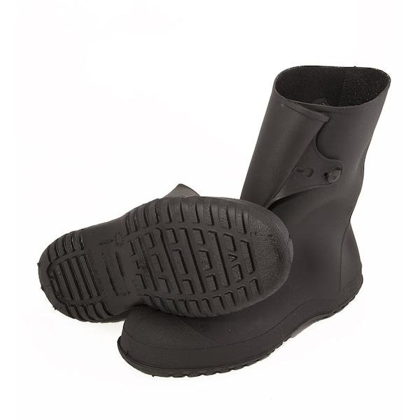 Tingley Overboots, Plain Toe, PVC, 10 in Height, Snap Tab Closure, Cleated Sole, Black, 2XL - 35121