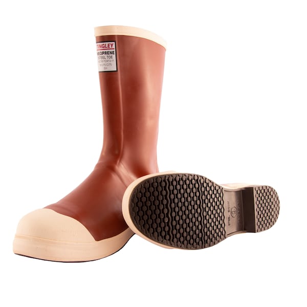 Tingley Men's Mid Rubber Boots, 11 Steel Toe, 12-1/2" H, Brick Red, MB924B - MB924B