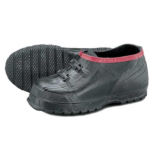 Ranger By Honeywell Overboots, Plain Toe, Natural Rubber, 5 in Height, Buckles Closure, Ribbed Sole, Black/Red, 9 - T469/09