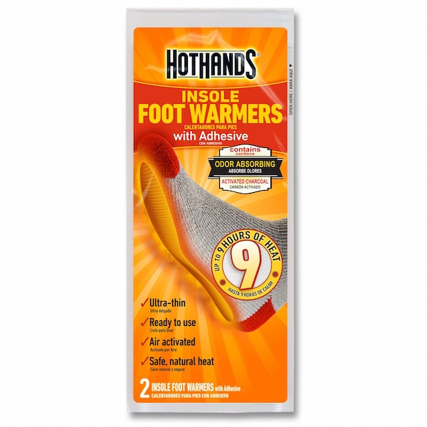 Hothands Foot Warmer, Air-Activated, Up to 9 hours Heating Time, Avg Temp 99 Degrees F, Pack of 5 - HFINS5PK