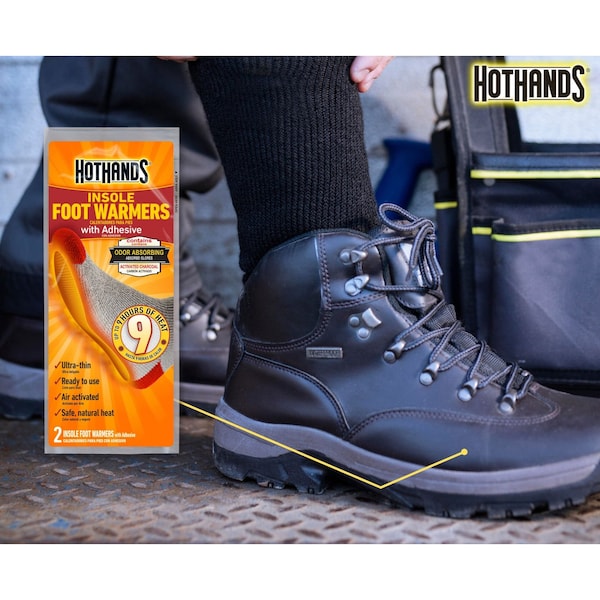 Hothands Foot Warmer, Air-Activated, Up to 9 hours Heating Time, Avg Temp 99 Degrees F, Pack of 5 - HFINS5PK