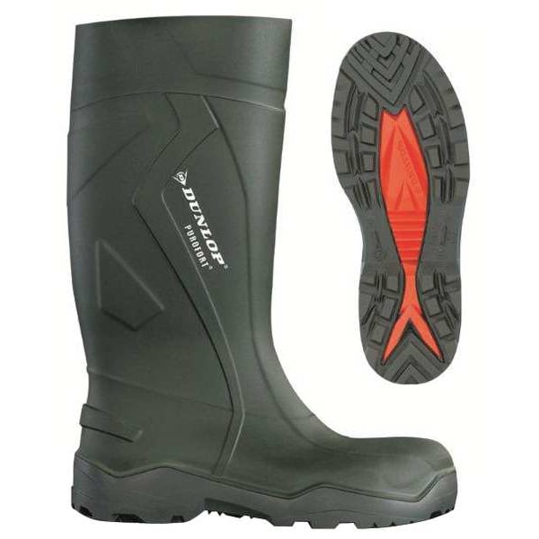 Dunlop Men's Rubber Boot, 11 Steel Toe, 13"-16" H, Dark Green/Black, E762943 - E762943