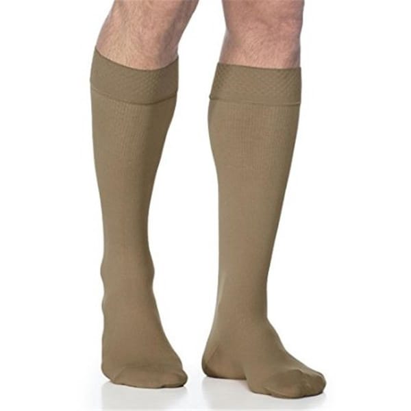 Sigvaris Midtown Microfiber 822CLSM32-S 20-30 mmHg Calf With Grip- Large- Short - Tan-Khaki - 822CLSM32/S