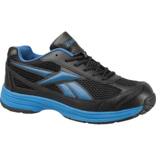 Reebok Men's Athletic Shoe, Steel Toe, Leather, Mesh Upper, Rubber Outsole, Lace Up, Black/Blue, 7 1/2 W - RB1620-75W
