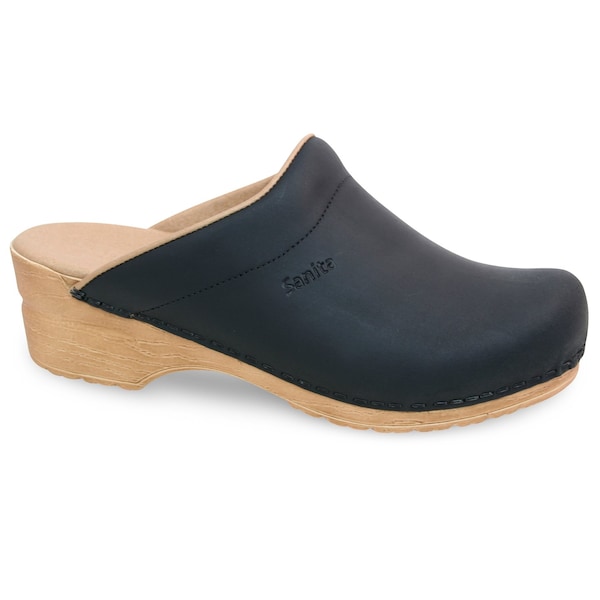 Sanita ELLIS Women's Oil Leather Open Back Clog in Black, Size 10.5-11, PR - 472287-002-42