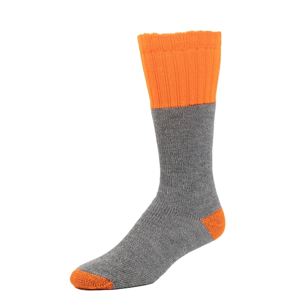 Railroad Sock Outdoor Wool Hunter Boot Socks, Size 6-12 M, Grey/Orange, PR - 2864