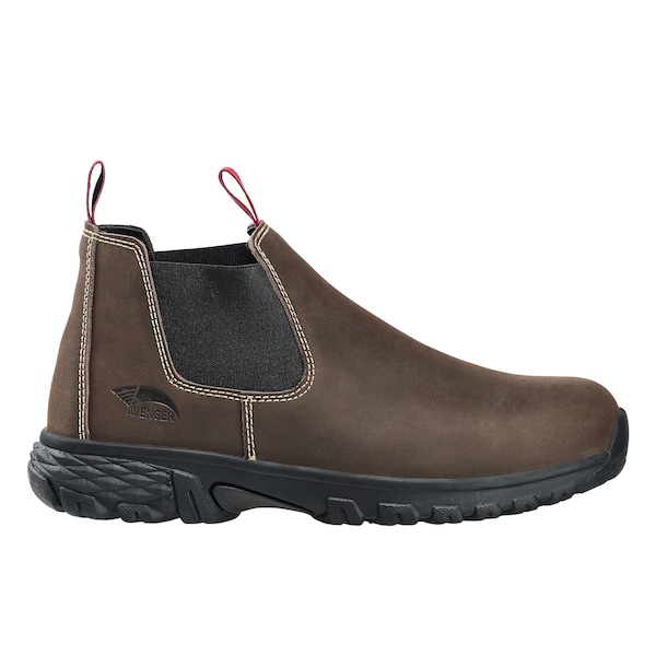 Avenger Safety Footwear Men's Aluminum Toe Slip-On Work Boot, Brown, 10.5, Wide, A7114 - A7114-10.5W