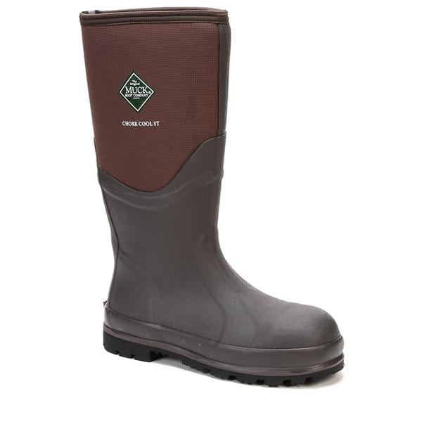 Muck Boot Co Men's Chore Cool Tall Rubber Boot, Steel Toe, 16 in Height, Brown, 9 - CSCT-STL-BR-090