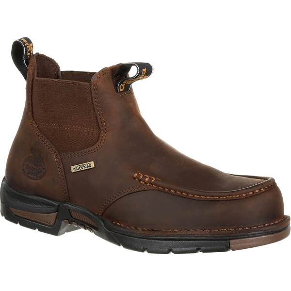 Georgia Boot Athens, Men's Chelsea Waterproof Work Boot, 10 M, Leather, 5 in Height, Dark Brown - GB00156