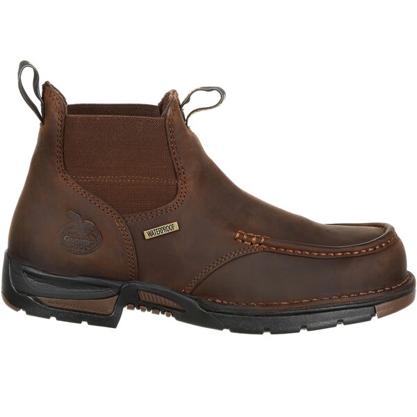 Georgia Boot Athens, Men's Chelsea Waterproof Work Boot, 10 M, Leather, 5 in Height, Dark Brown - GB00156