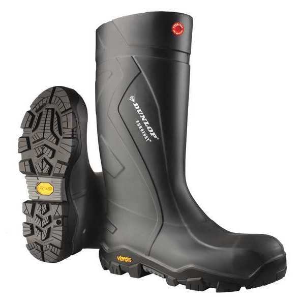 Dunlop Men's Tall Rubber Boots, 9 Steel Toe, 16" H, Black, EC02A - EC02A33