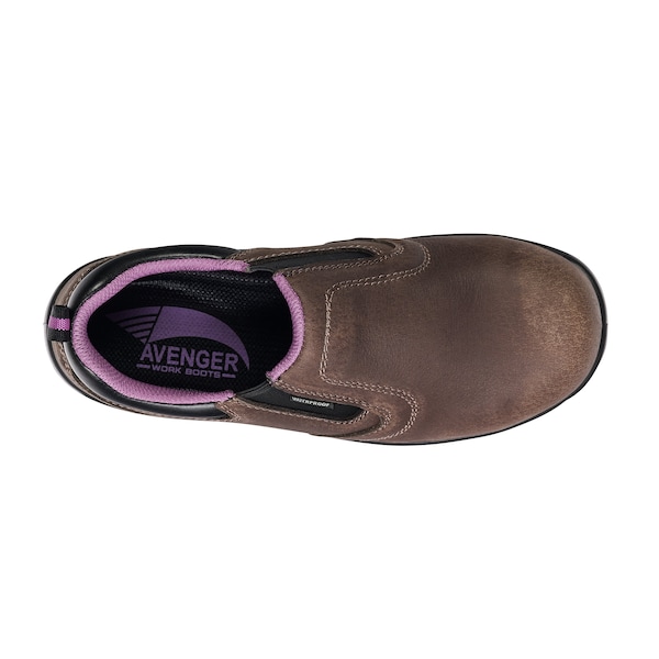 Avenger Safety Footwear Women's Composite Toe Slip-On Work Boot, Brown, 9, Wide, A7165 - A7165-9W