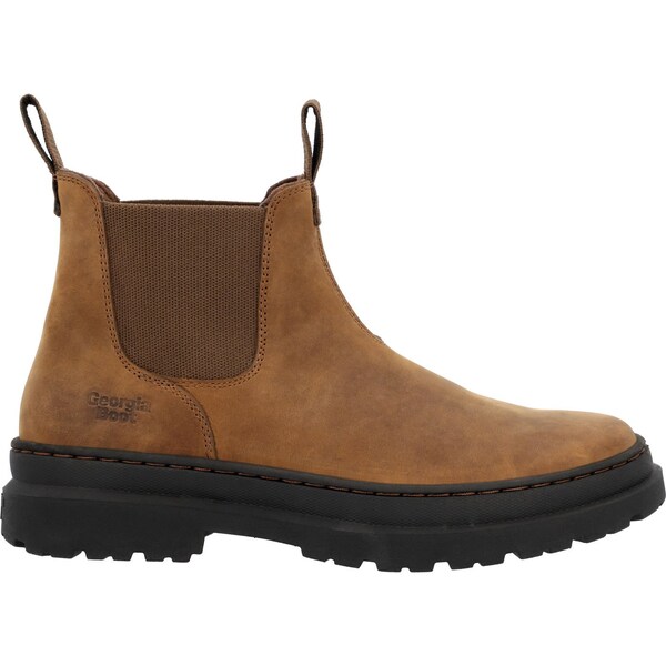 Georgia Men's Pull On Boot, 9.5 W, Leather, 5 in H, Brown - GB00706