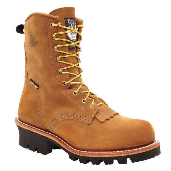 Georgia Boot Men's Waterproof Logger Boot, 10 1/2 W, Steel Toe, 8 in H, Worn Saddle, G9382 - G9382