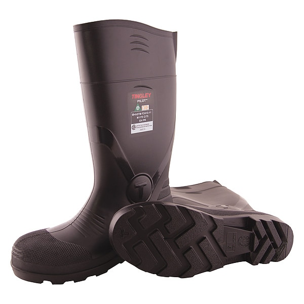 Tingley Unisex Tall Rubber Boots, M11/W13 Steel Toe, Black, 31341 - 31341