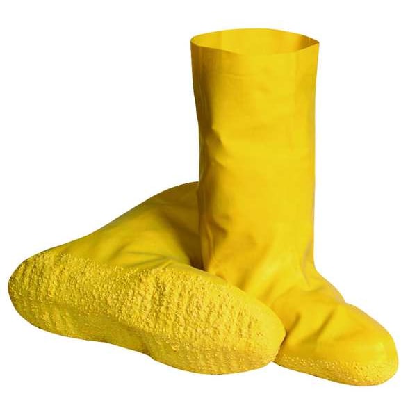 Zoro Select Overboots, Plain Toe, Rubber, 12 in Height, Pull On Closure, Ribbed Sole, Yellow, XL - 9759100
