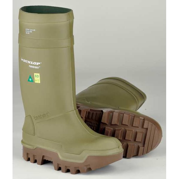 Dunlop Men's Rubber Boot, 9 Steel Toe, 16" H, Green, E662843 - E662843