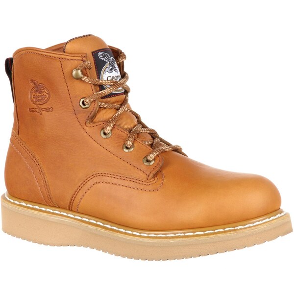 Georgia Boot Men's Wedge Work Boot, 5 W, SPR Leather, 6 in Height, Barracuda Gold - G6152