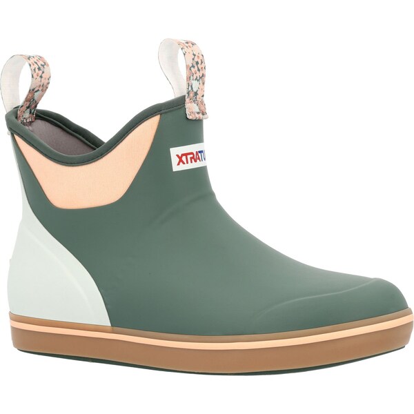 Xtratuf Women's Ankle Deck Boot, 7 M, Leather, 6 in H, Garden Green - XWAB308
