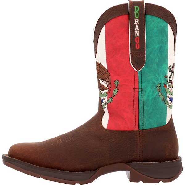 Durango Men's Mexico Flag Western Boot, 9.5 W, Steel Toe, 11 in H, Sandy Brown, DDB0431 - DDB0431